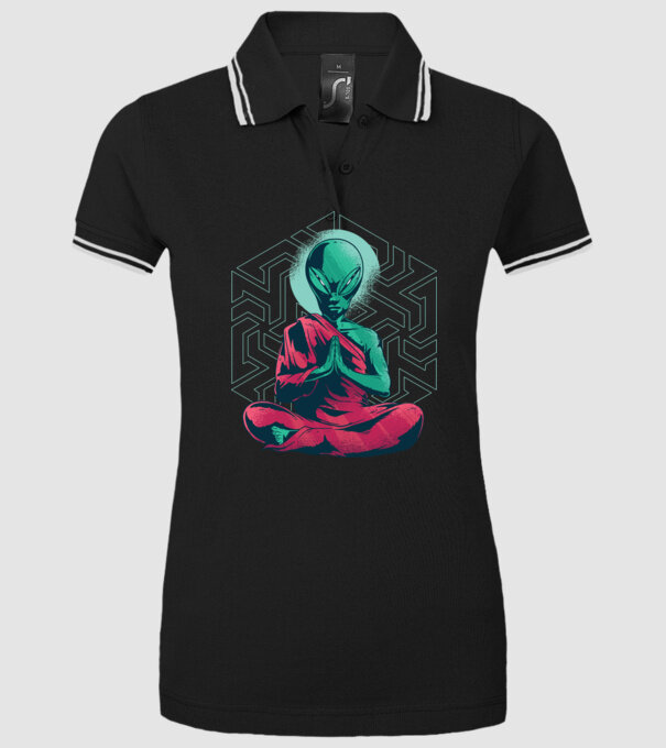 Meditație Alien model negru pe tricou