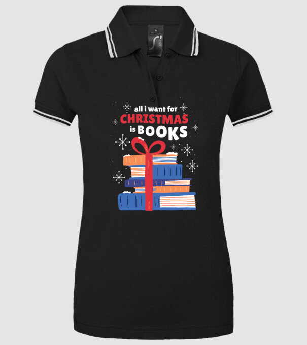 All I want for Christmas is Books tricou cu cărți model negru pe tricou