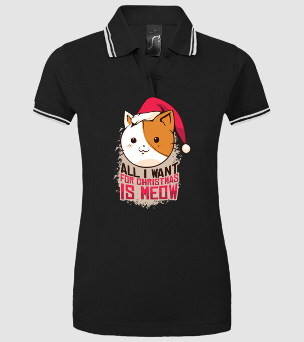 All I want for christmas is MEOW tricou cu pisică model negru pe tricou