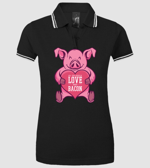 All you need is love and bacon model negru pe tricou