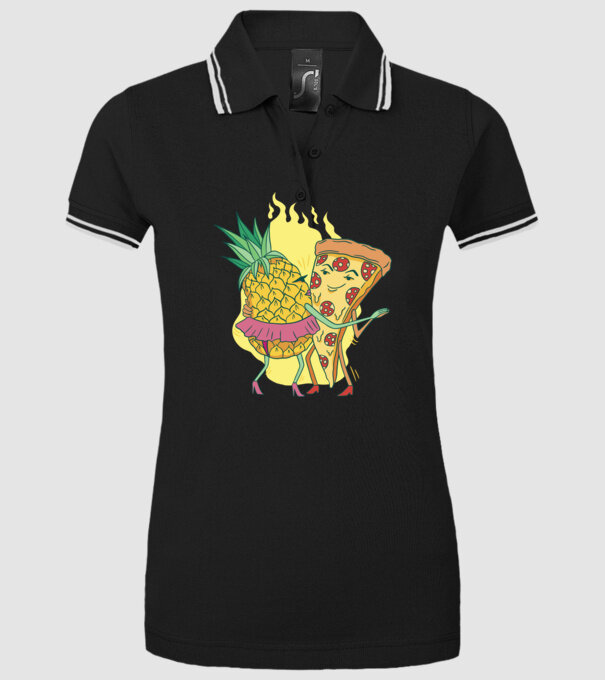 Pizza cu ananas Dragoste model negru pe tricou