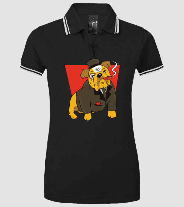 Bulldog englezesc cu trabuc model negru pe tricou
