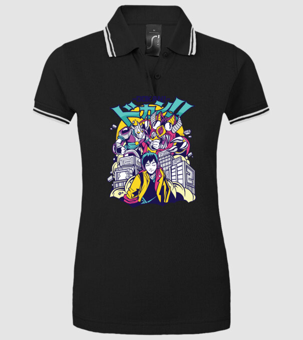 Anime Godzilla model negru pe tricou