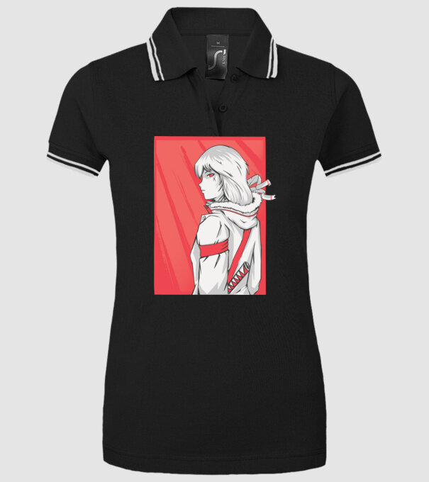 Anime fată Războinic model negru pe tricou