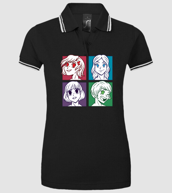 Fețe Anime fată Pop Art model negru pe tricou