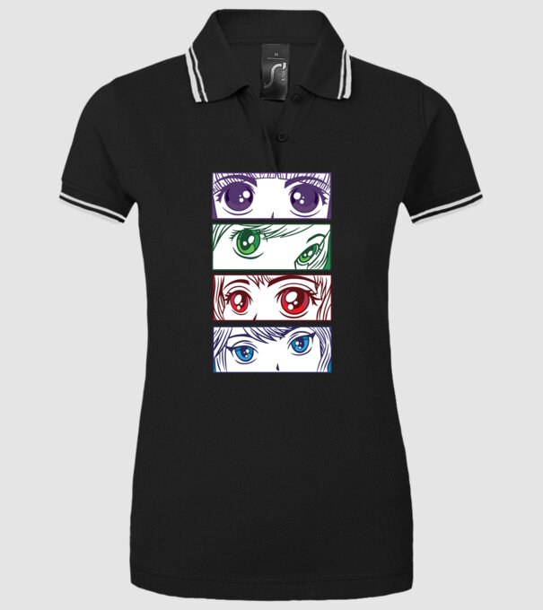Anime ochi de fată Pop Art model negru pe tricou