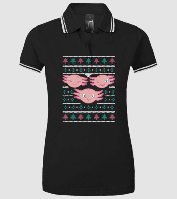 Pulover urât Axolotl model negru pe tricou