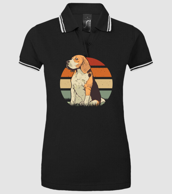 Beagle Retro Sunset model negru pe tricou