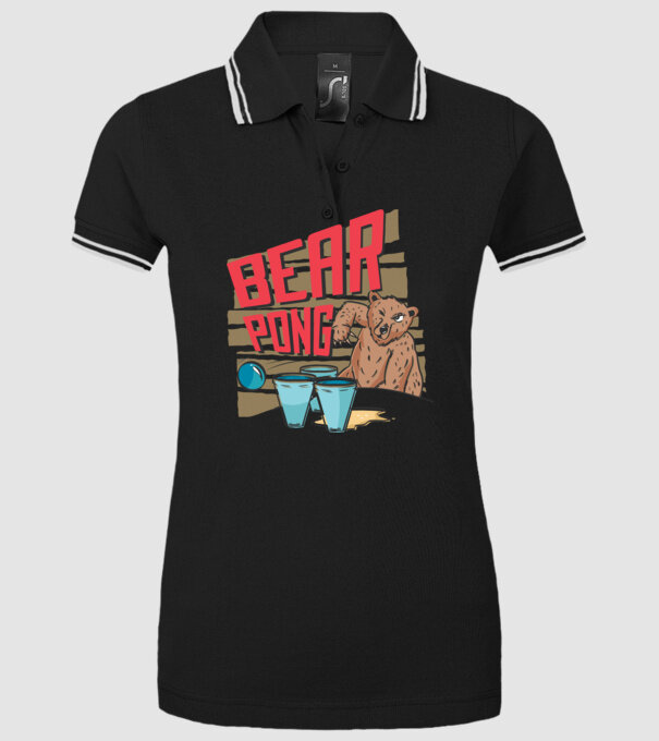 Bear Pong model negru pe tricou