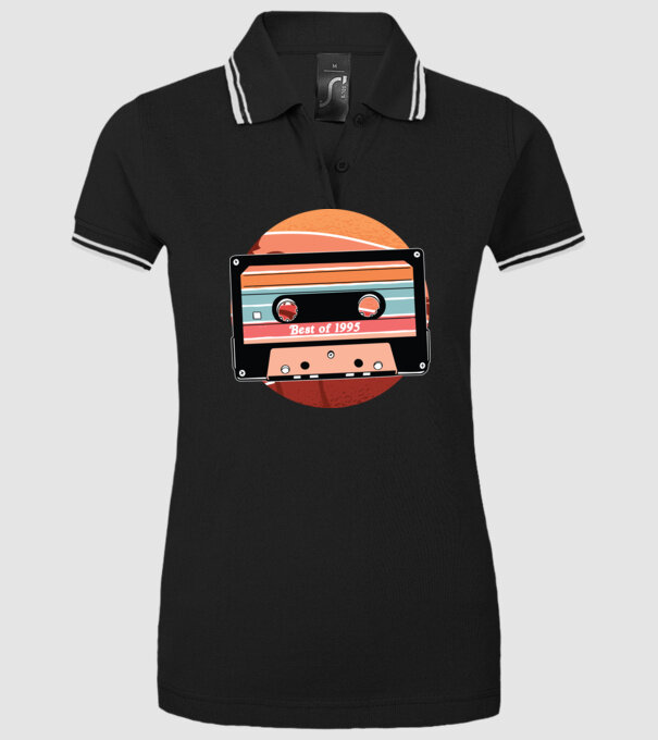 Best of 1995 retro Tape Birthday model negru pe tricou