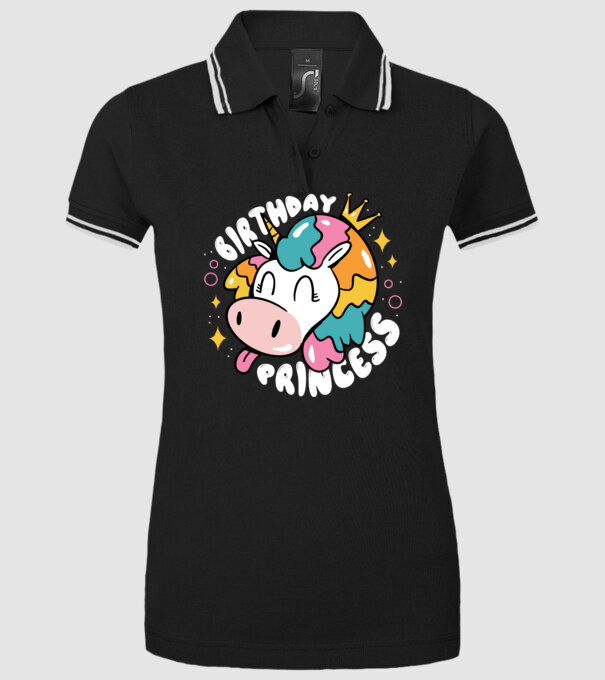 Birthday Princess Unicorn model negru pe tricou