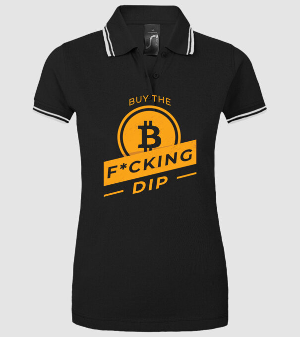 Bitcoin - Buy the fucking dip model negru pe tricou