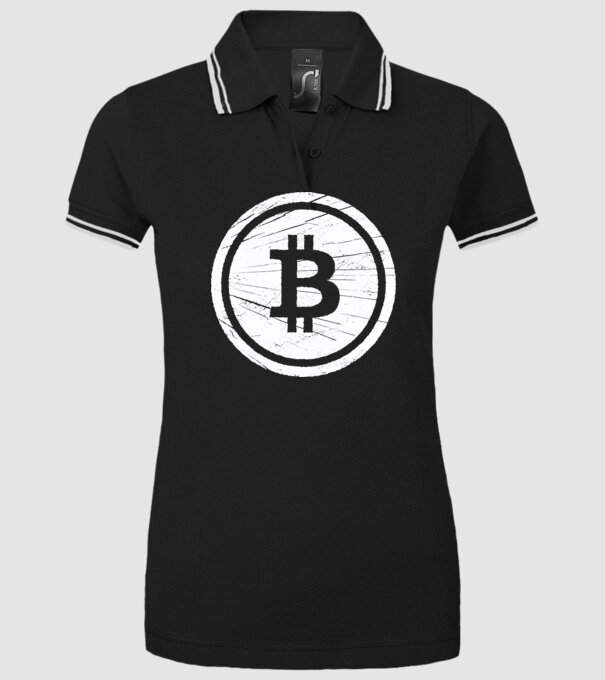 Bitcoin logo model negru pe tricou