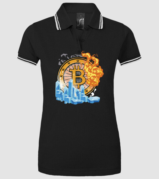 Logo Bitcoin model negru pe tricou