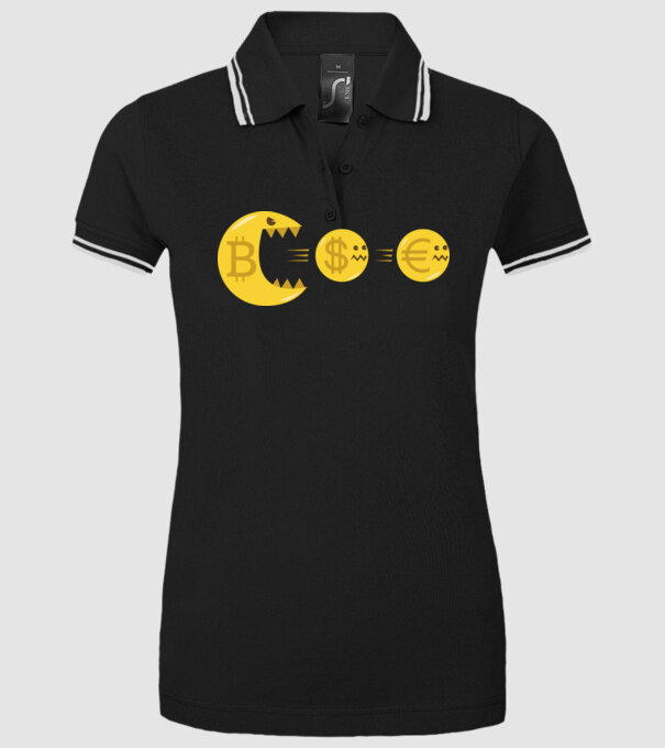 Bitcoin Pacman model negru pe tricou