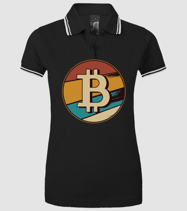 Bitcoin retro model negru pe tricou