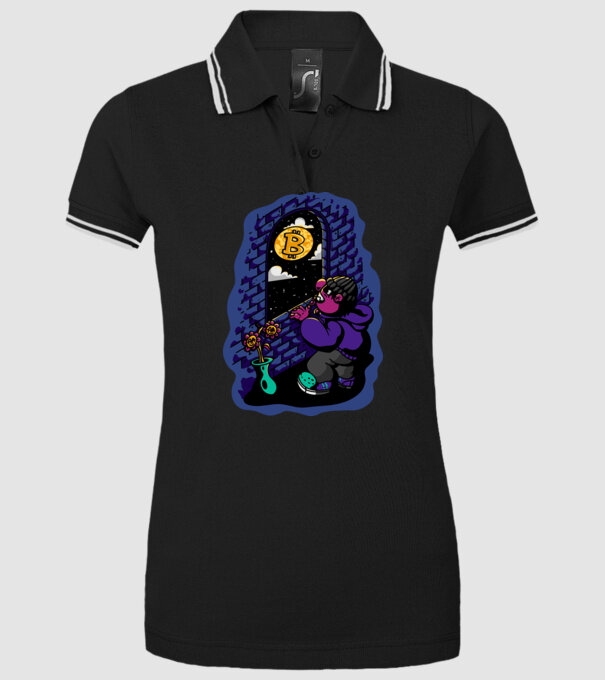 Bitcoin to the moon model negru pe tricou