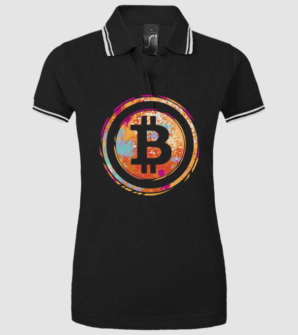 Bitcoin Watercolor model negru pe tricou