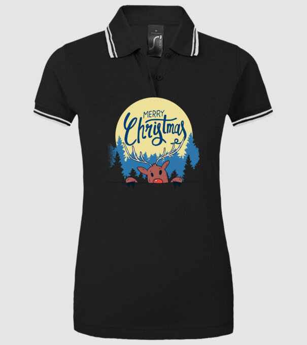 Crăciun Fericit Moș Crăciun cu ren model negru pe tricou