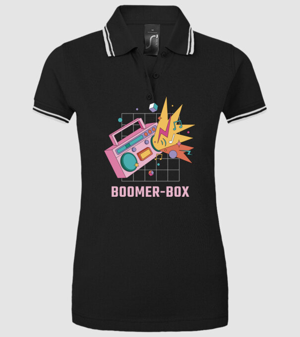 Boomer Box Magnetofon Retro model negru pe tricou