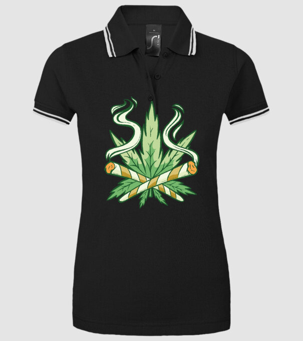 Cannabis Marijuana model negru pe tricou