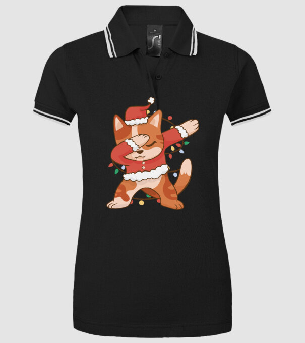 Pisică Crăciun DAB model negru pe tricou