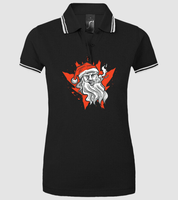 Moș Crăciun Fumător model negru pe tricou