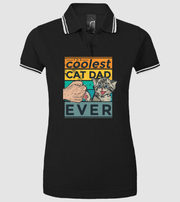 Coolest Cat Dad Ever - Cel mai tare tată cu pisică model negru pe tricou