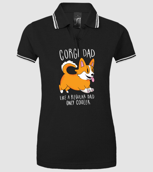 Tată de Corgi model negru pe tricou