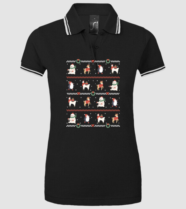 Pulover urât cu Animale drăguțe model negru pe tricou