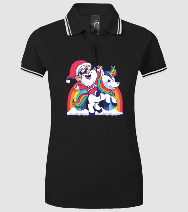Moș Crăciun Drăguț Unicorn tricou model negru pe tricou