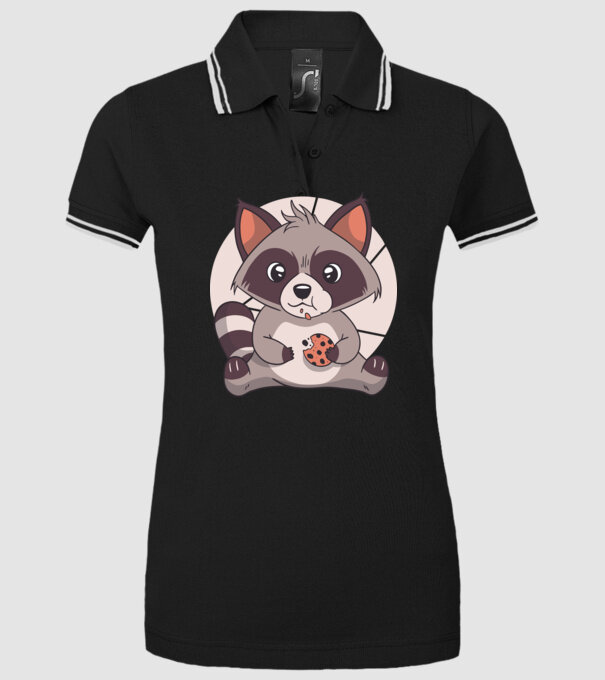 Tricou raton drăguț mâncând biscuiți model negru pe tricou