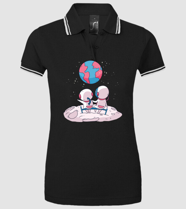 Astronauți drăguți model negru pe tricou
