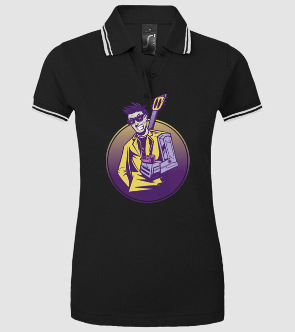 Chitarist Cyberpunk model negru pe tricou