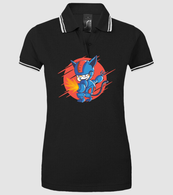 Pisică Cyborg Robot model negru pe tricou