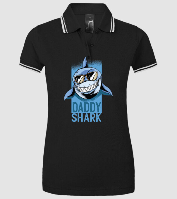 Daddy Shark tricou pentru tata model negru pe tricou