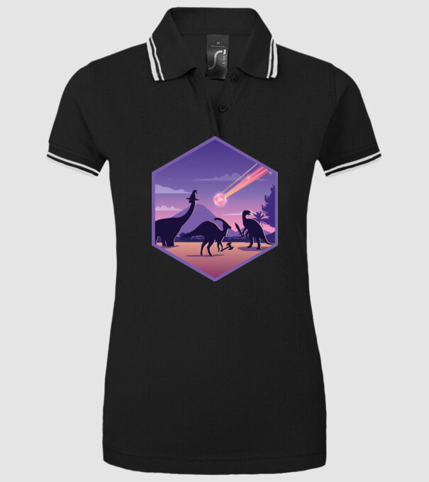 Dinozaur Meteor model negru pe tricou