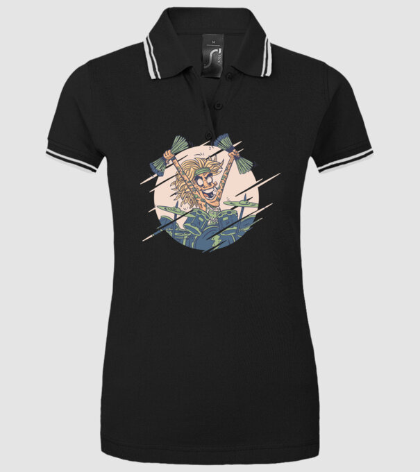 Baterist model negru pe tricou
