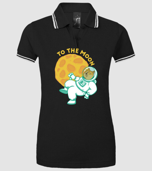Dogecoin to the moon model negru pe tricou