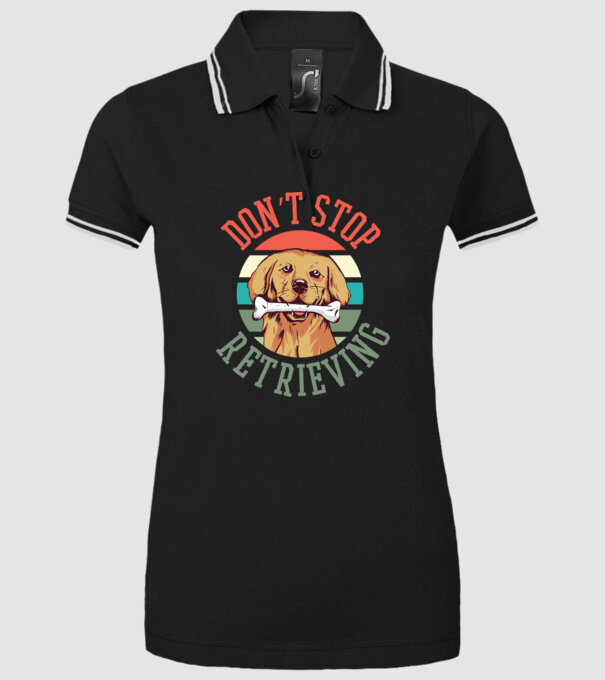 'Don''t Stop Retrieving Golden Retriever' model negru pe tricou