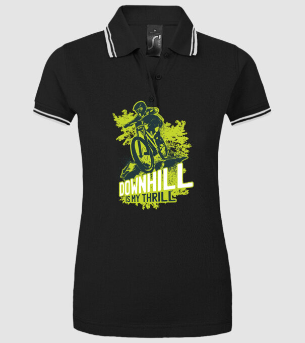 Downhill Is My Thrill tricou bicicletă model negru pe tricou