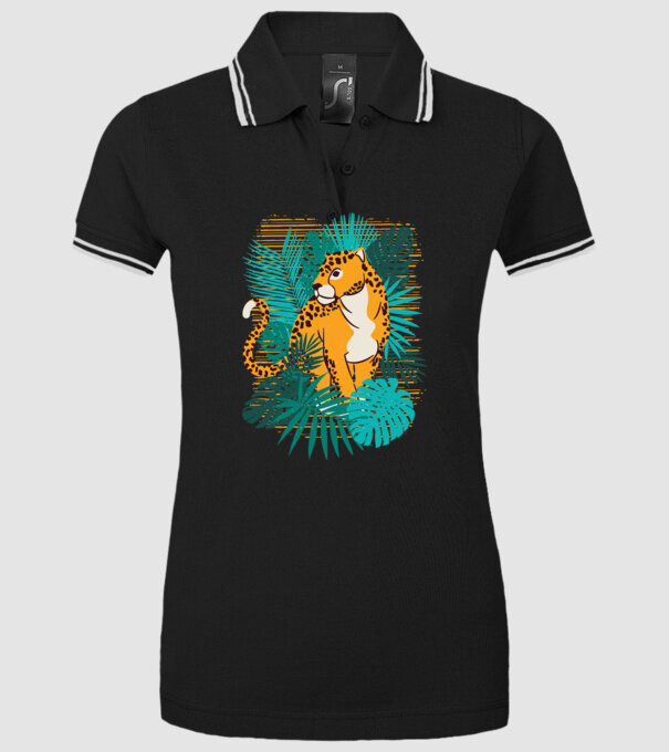 Jaguar junglă model negru pe tricou
