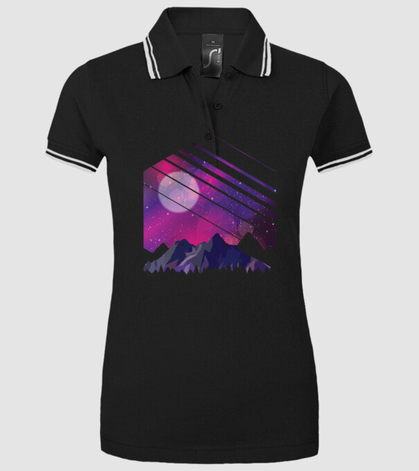 Noapte în munți cu stele model negru pe tricou