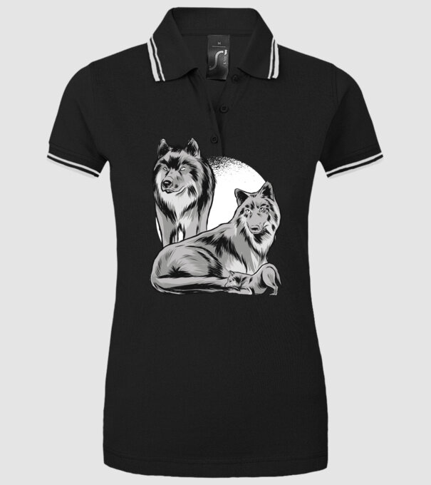 Familie de lupi model negru pe tricou