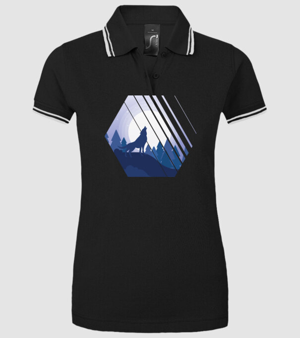 Urlet de lup model negru pe tricou