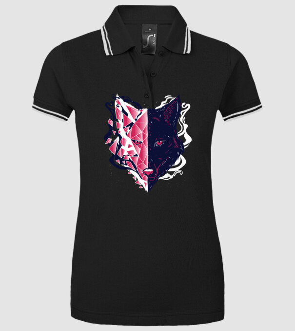Cap de lup model negru pe tricou