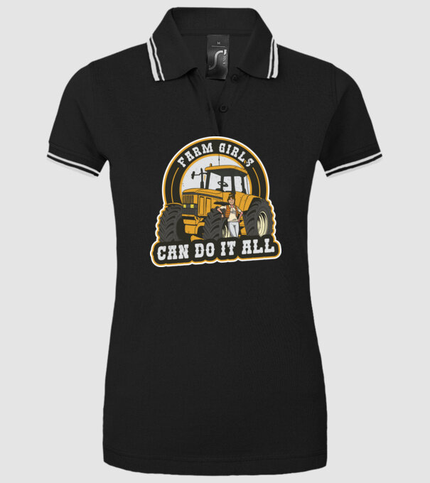 Farm Girls can do it all Tractor model negru pe tricou