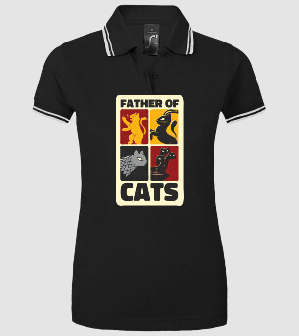 Father of Cats Game of Thrones parodie model negru pe tricou