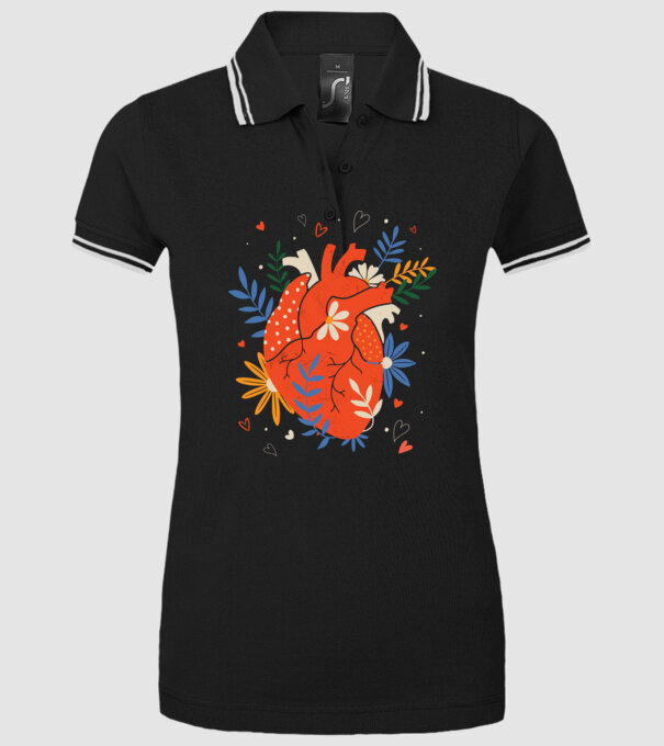 Inimă Floral model negru pe tricou
