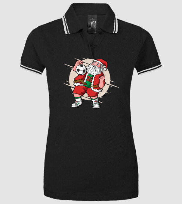 Moș Crăciun Fotbalist model negru pe tricou